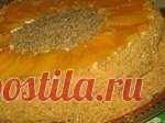 Новогодний торт без выпечки с персиками