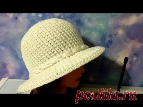 Эффектная, осенняя шляпка крючком. Подробное видео для начинающих.