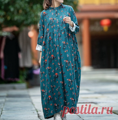 Women Cotton long dresses plus size boho maxi dress skater | Etsy