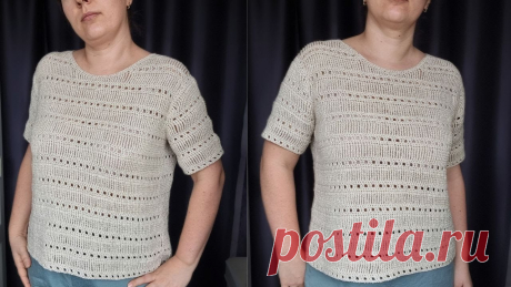 ВЯЖЕМ На ЛЕТО! Кофточка - футболка КРЮЧКОМ