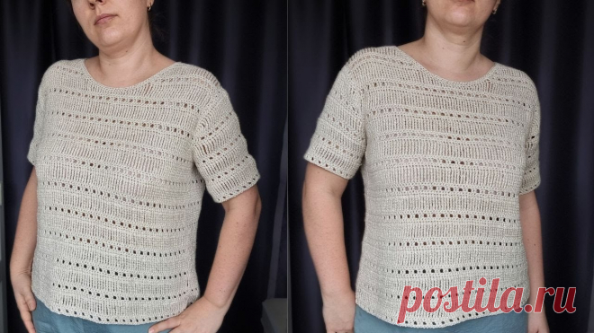 ВЯЖЕМ На ЛЕТО! Кофточка - футболка КРЮЧКОМ