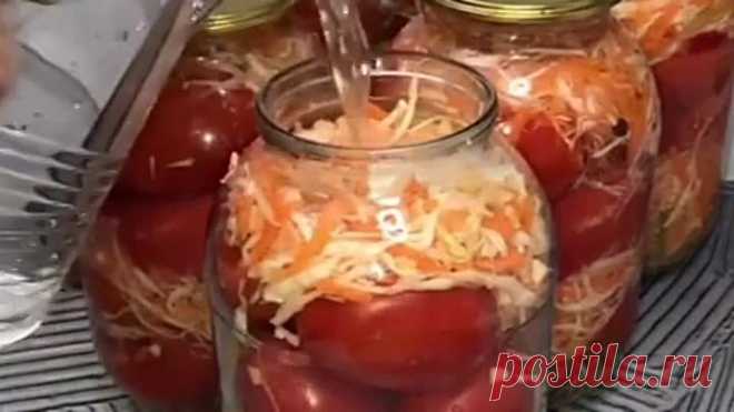 МАРИНОВАННЫЕ ПОМИДОРЫ С КАПУСТОЙ. ЛУЧШЕ СРАЗУ ГОТОВИТЬ БОЛЬШЕ, ИНАЧЕ НЕ ХВАТИТ