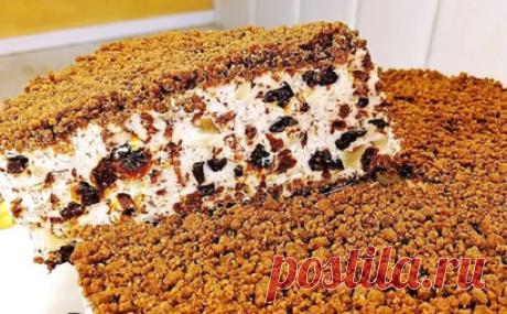 Домашний Торт без выпечки с черносливом и орехами-простой рецепт