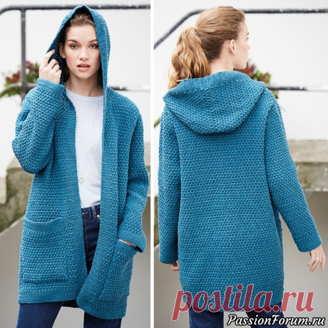 Кардиган с капюшоном - запись пользователя Рина_Модератор (Ирина) в сообществе Вязание крючком в категории Женская одежда крючком. Схемы и описание Длинный, как будто сотканный кардиган производит необыкновенное впечатление! Кроме того, он крайне удобен благодаря свободному фасону, капюшону и большим карманам. Журнал «Burda.