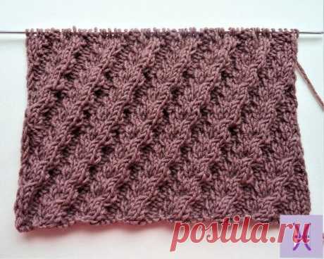 Диагональный волнистый узор спицами с описанием и схемой Предлагаю в копилки вязальщицам красивый узор для вязания спицами. Подходит для вязания как предметов одежды, так и предметов для дома.