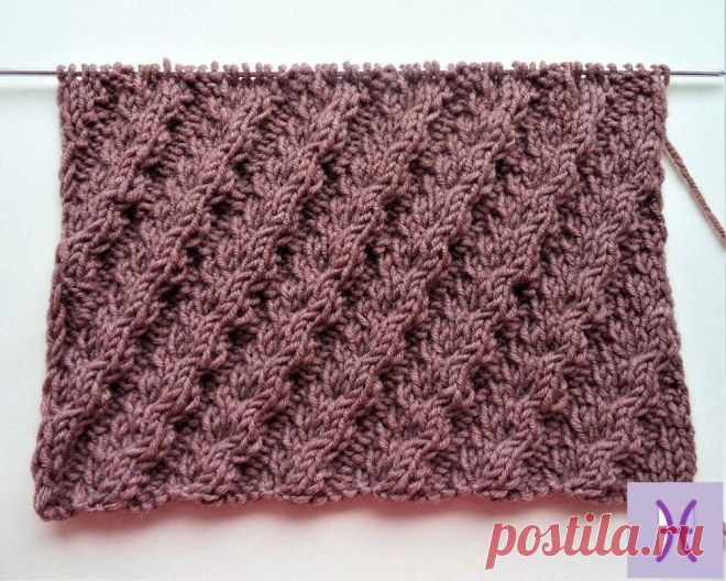 Диагональный волнистый узор спицами с описанием и схемой Предлагаю в копилки вязальщицам красивый узор для вязания спицами. Подходит для вязания как предметов одежды, так и предметов для дома.