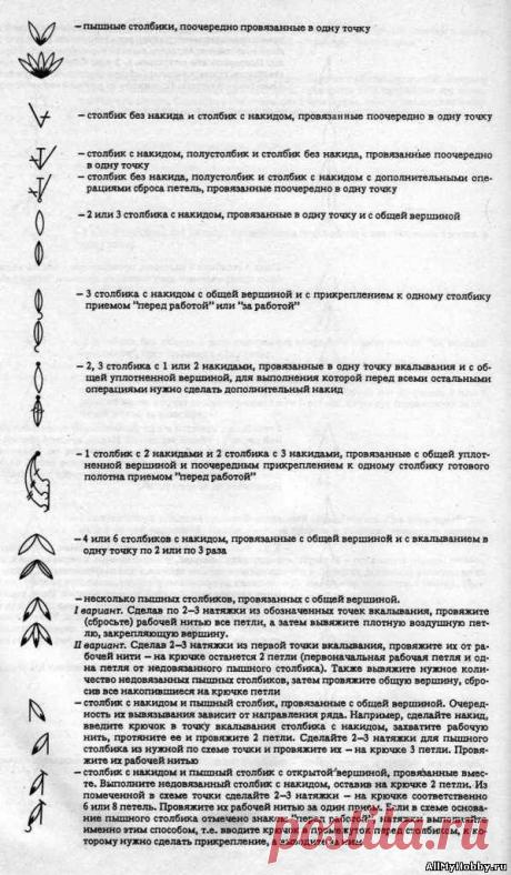 Условные обозначения для вязания крючком - Вязание крючком. Узоры