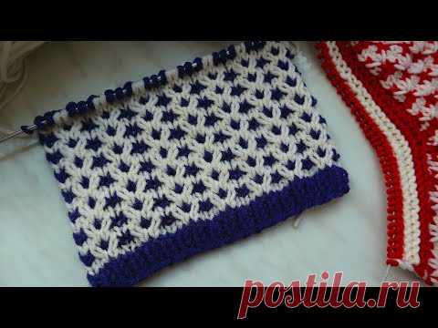 Узор спицами из 5 петель. Цветной узор спицами