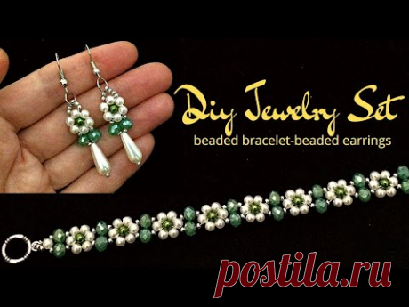 Beaded Bracelet // Earrings making /Handmade bracelet// Handmade earrings //How to make jewelry