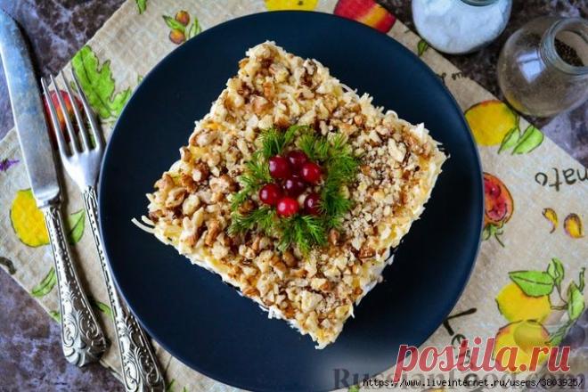 Лучший салат на ПАСХУ: слоёный салат с курицей, черносливом и орехами