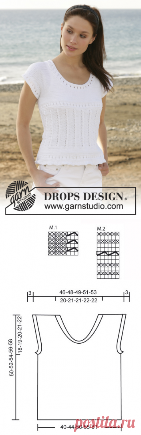 DROPS 101-23 - DROPS top med hulmønster i ”Muskat”. Str S-XXL - Free pattern by DROPS Design