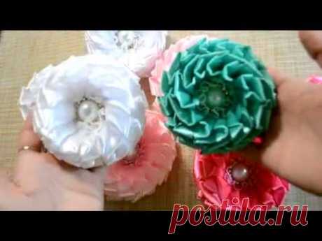 🏵️Цветы из лент 2.5см🏵️/Satin Ribbon Flowers🏵️/🏵️Tutorial/DIY