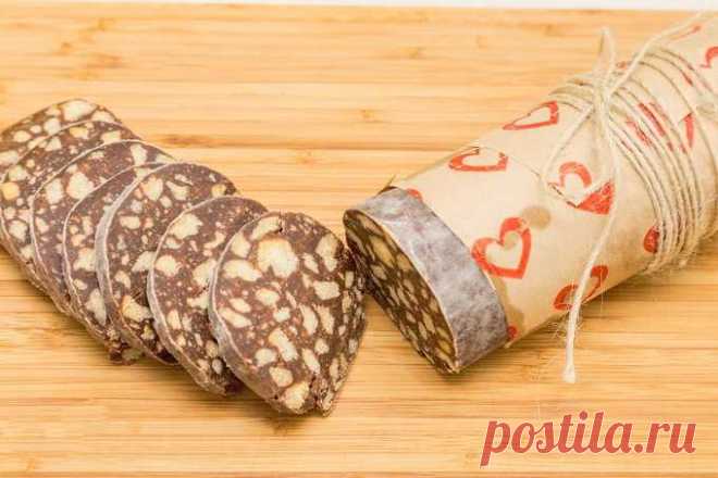 Классическая шоколадная колбаса из печенья и какао - Вкусные Идеи