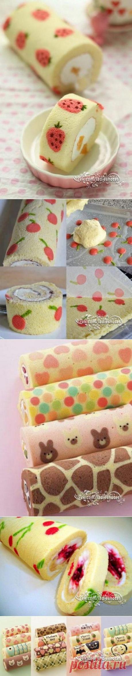 Как испечь рулет с рисунком (2 способа приготовления)