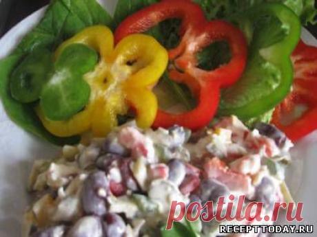 Рецепт: Cалат с ветчиной и фасолью