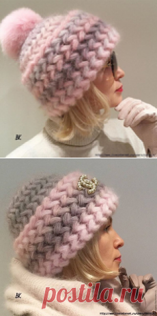 Объемный узор для теплой шапки