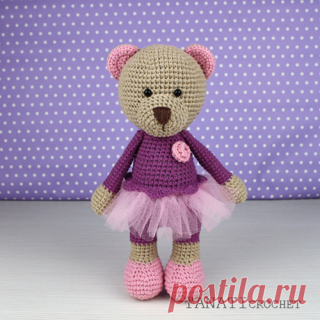 Toy crochet pattern of Girl Bear Amigurumi tutorial PDF file