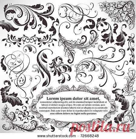 Vector Set: Calligraphic Design Elements And Page Decoration - Lots Of Useful Elements To Embellish Your Layout - 72668248 : Shutterstock