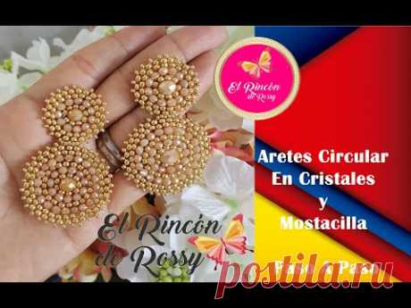 Aretes circular en cristales  y mostacilla paso a paso