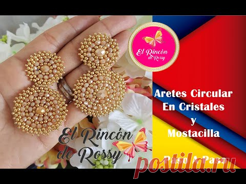 Aretes circular en cristales  y mostacilla paso a paso