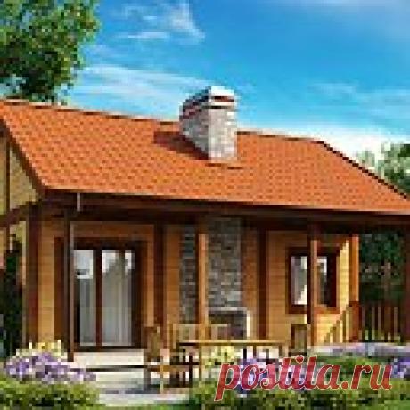 Проект маленького одноэтажного дома, оснащенного всем необходимым для круглогодичного проживания -  Z42 Одноэтажный дом Z42 — один из самых маленьких среди всех наших проектов. Несмотря на это он оснащен всем необходимым для круглогодичного проживания, его интерьер уютный и практичный. Внешние параметры дома также достаточно привлекательны: отделка из дерева и камня, обширна терраса с камином, оформление крыльца придают ему уютный домашний характер.