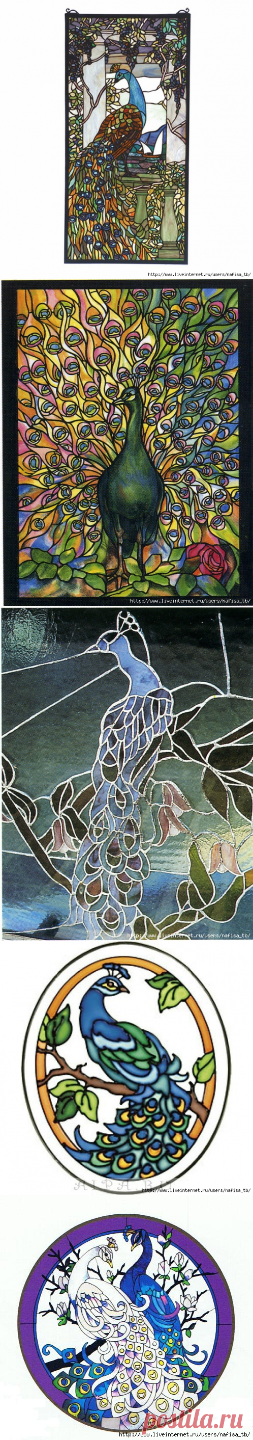 Павлины. Роспись по стеклу, витражи, тиффани. Шаблоны и идеи-1