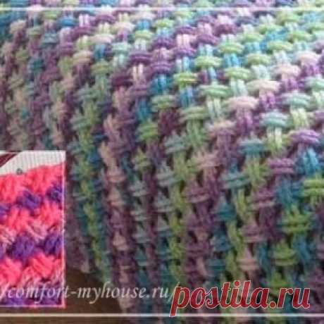 Рельефные перекрещенные столбики крючком в узорах для пледов, сумок, подушек - МирТесен