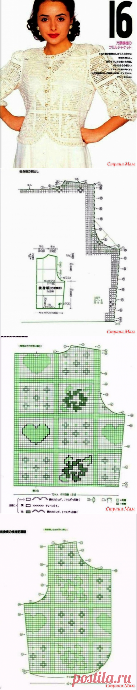 Филейный жакет с элементами печворк. - ВЯЗАНАЯ МОДА+ ДЛЯ НЕМОДЕЛЬНЫХ ДАМ - Страна Мам