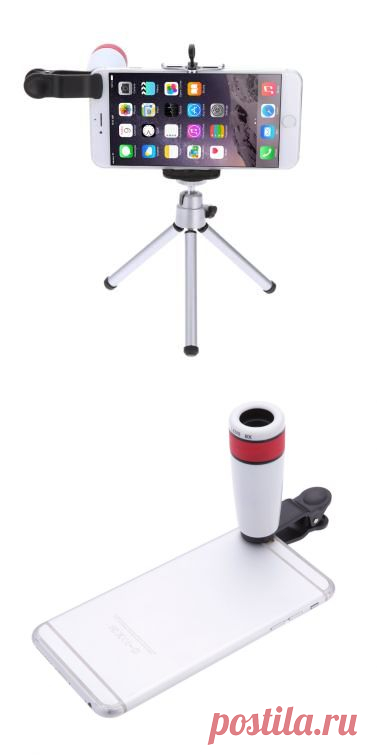 8X Zoom Phone Telephoto Camera Lens with Clip Mini Tripod for iPhone Samsung HTC Photography Accessory