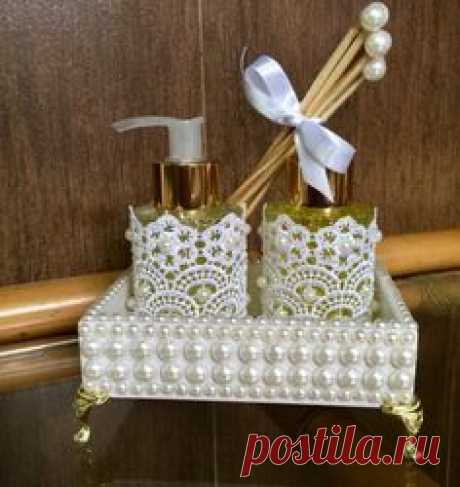 Kit lavado    Bandeja com pérolas, sabonete líquido e aromatizador com varetas…