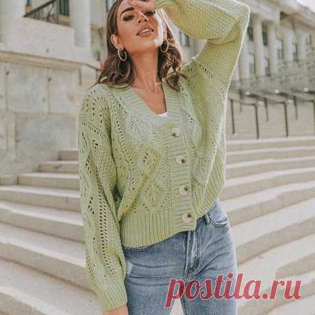 Три весенние кофточки с «листьями» и 5 схем для вязания спицами | Вяжем вместе! Пульс Mail.ru