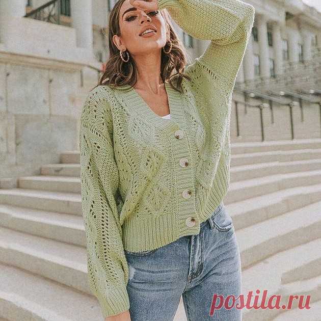 Три весенние кофточки с «листьями» и 5 схем для вязания спицами | Вяжем вместе! Пульс Mail.ru