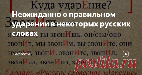 Неожиданно о правильном ударении в некоторых русских словах Уверен, что вы, как и я - большие любители русского языка.
