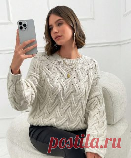 Ручки вяжут и шьют | Вязание и рукоделие Джемпер с красивыми переплетениями, схема узора в двух вариантах