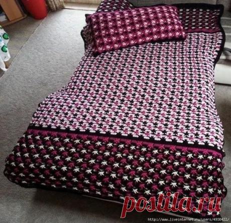 ПЛЕД И ПОДУШКА УЗОРОМ "ПОЛЬСКАЯ ЗВЕЗДА".