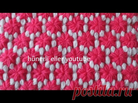(4818) Yıldız-krizantem çiçeği lif,bere,atkı,battaniye modeli - YouTube