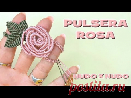 COMO HACER PULSERA DE MACRAME ROSA CON HOJAS - YouTube