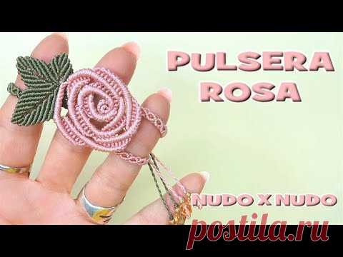 COMO HACER PULSERA DE MACRAME ROSA CON HOJAS - YouTube