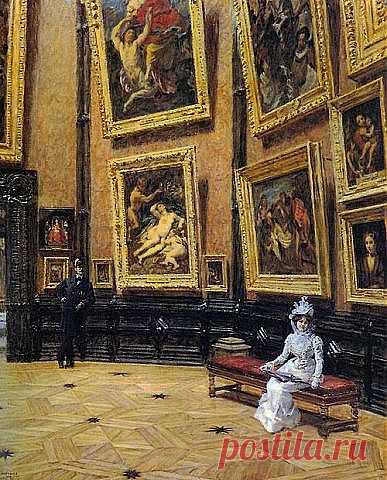 In the Louvre - Louis Beroud, 1899