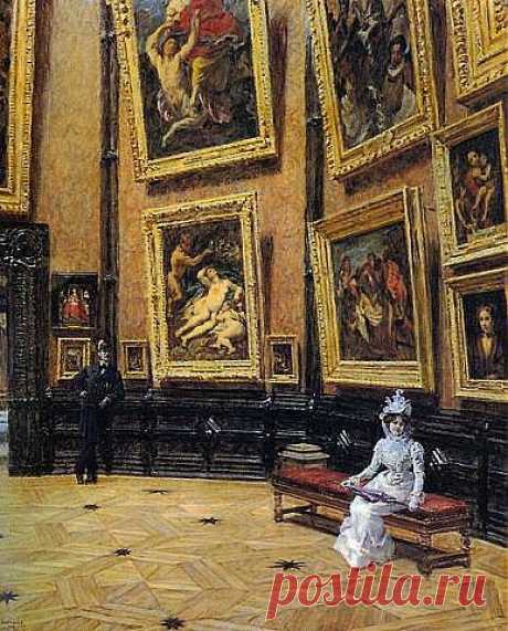 In the Louvre - Louis Beroud, 1899