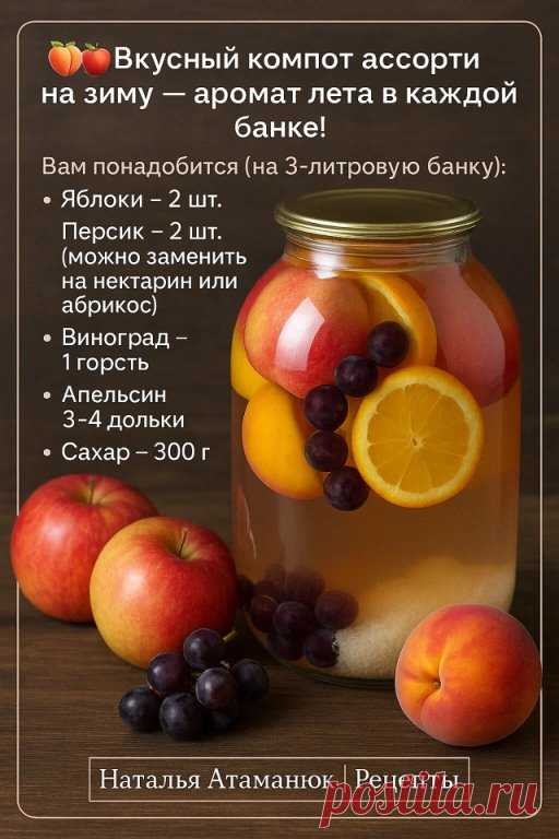 Вкусный компот ассорти на зиму — аромат лета в каждой банке!
Фрукты получаются яркие и красивые, а вкус — насыщенный и освежающий. Обязательно приготовьте!
