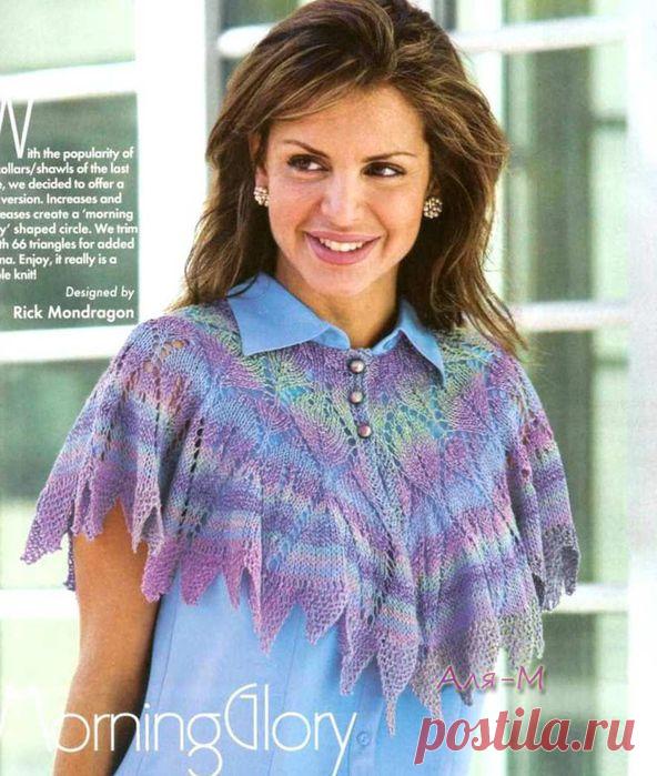 Вязание. Ажурная манишка, спицы.