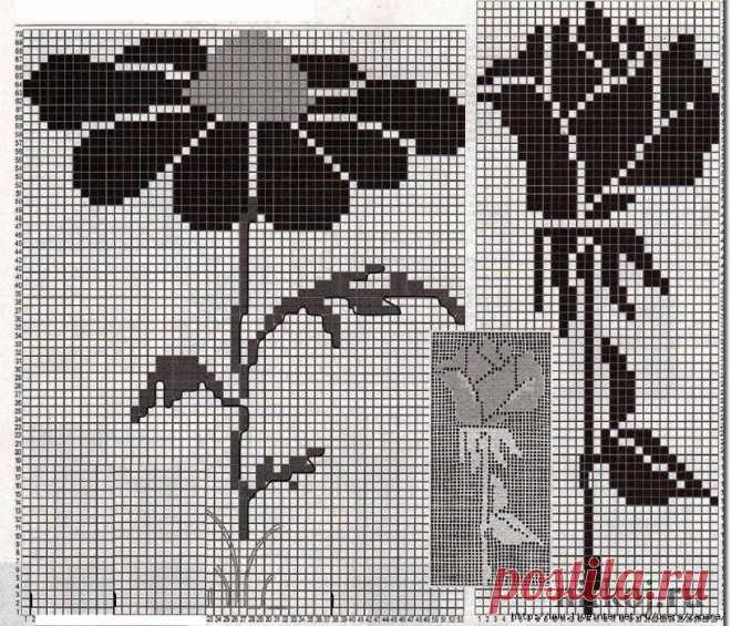 Топ с ромашкой – филейное вязание » Ниткой - вязаные вещи для вашего дома, вязание крючком, вязание спицами, схемы вязания