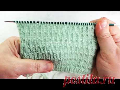 Узор "Мелкие вкрапления" для начинающих вязать спицами.