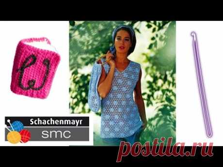 Schachenmayr flower mesh top lefty crochet pattern part 1 - © Woolpedia