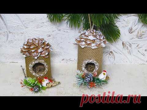 Декоративный скворечник из джута. Сувениры и подарки своими руками