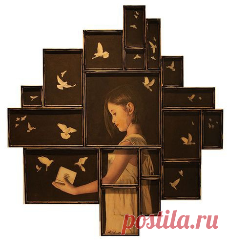Портрет как панно. Немного фотошопа, много фоторамок — и на стену можно повесить необычную подборку фото!