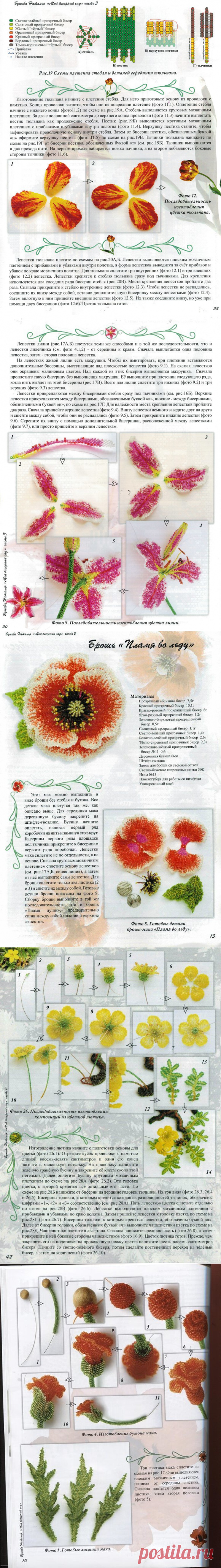 Восхитительные цветы из бисера — Сделай сам, идеи для творчества - DIY Ideas