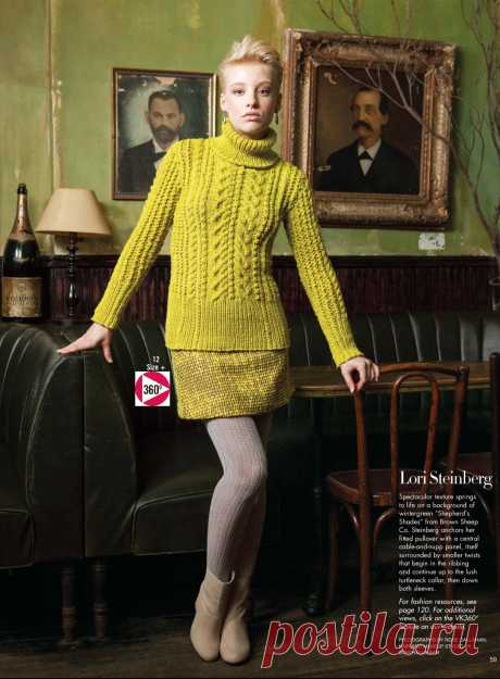 Вязание джемпера – водолазки Texture, модель 12, Vogue winter 2012-2013