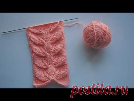 Узор "Листья" спицами + схема узора. Вязание для начинающих. Simple and effective knitting pattern